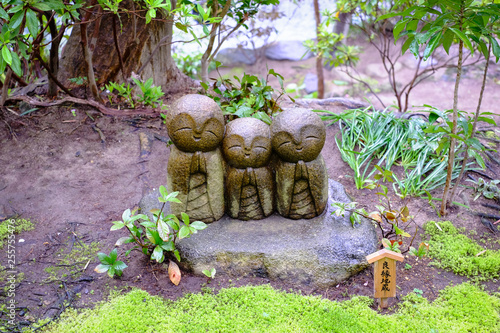 Small monks stature in the Japanese temple garden