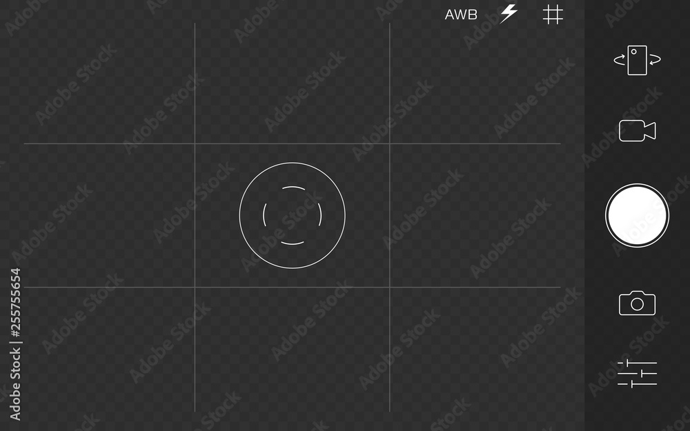 Phone camera viewfinder overlay. Full hd format of frame template with ...