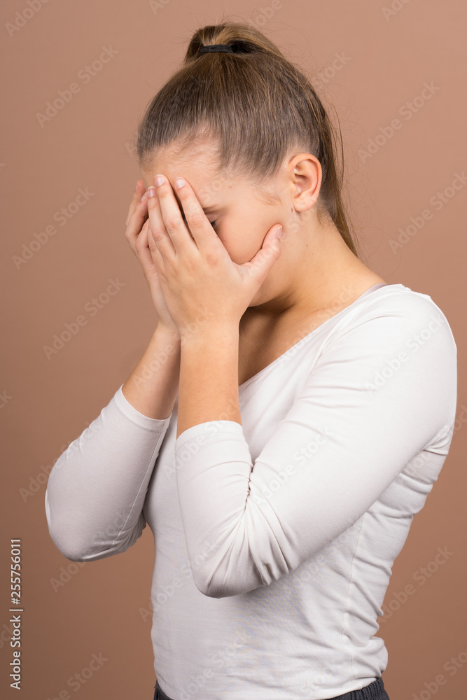 Girl with emotions sad anger mad scream Girl with emotions sad anger mad scream