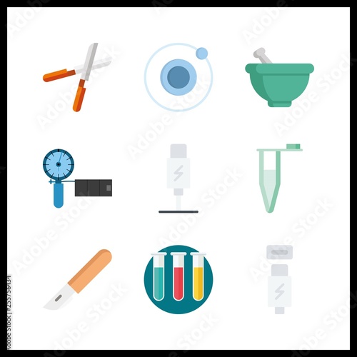 9 tool icon. Vector illustration tool set. pruners and orbit icons for tool works