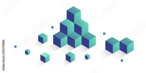 cubi, costruzioni, concetto, 3d, pixel, edilizia, 