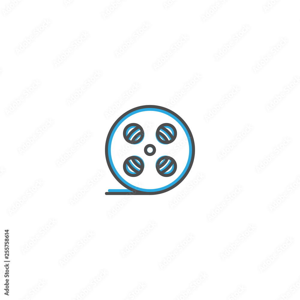 Film reel icon design. Photography and video icon line vector illustration Film reel icon design. Photography and video icon line vector illustration