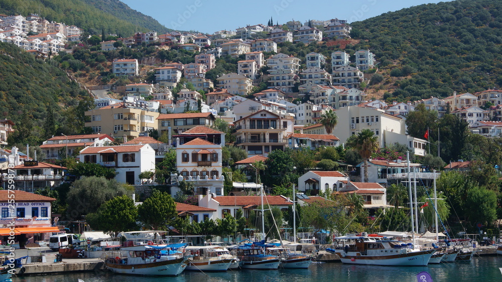 The harbour at Kas or Kash on the Mediterranean coast of Turkey