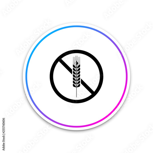 Gluten free grain icon isolated on white background. No wheat sign. Food intolerance symbols. Circle white button. Vector Illustration