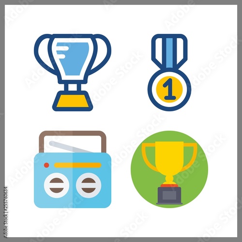 4 award icon. Vector illustration award set. medal and radio icons for award works