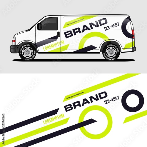 car livery lime green van wrap design wrapping sticker and decal design for corporate company branding vector