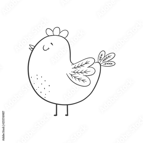 Cute cartoon chicken. Vector illustration.