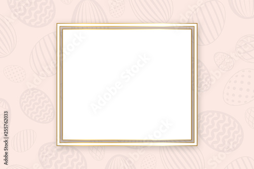 Wallpaper Mural Happy Easter background, pastel textured eggs. Gold decoration paper frame. Greeting Easter 3D card. Border template, empty copy space. Holiday design poster, banner, invitation. Vector illustration Torontodigital.ca