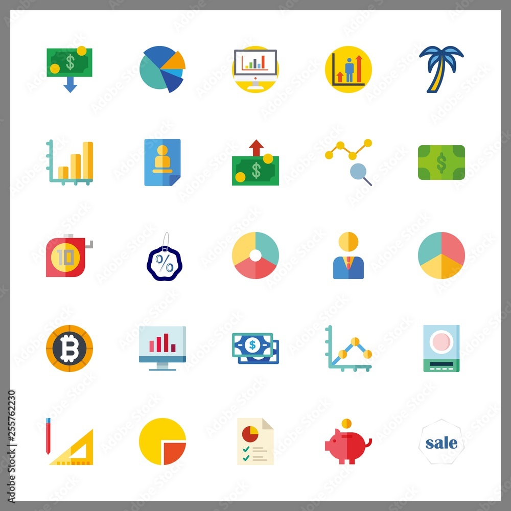 25 growth icon. Vector illustration growth set. bitcoin and measuring icons for growth works
