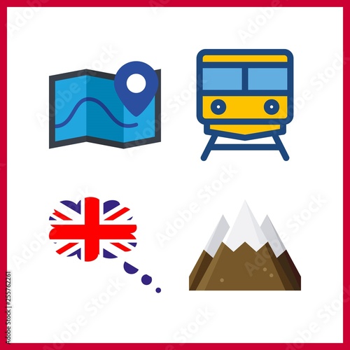 4 europe icon. Vector illustration europe set. mountain and map icons for europe works