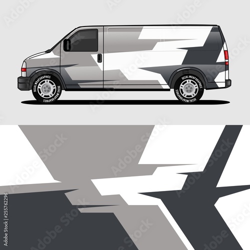 car livery grey van wrap design wrapping sticker and decal design for corporate company branding vector
