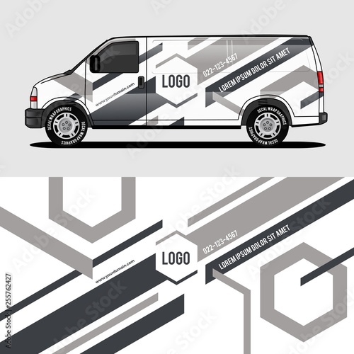 car livery grey van wrap design wrapping sticker and decal design for corporate company branding vector