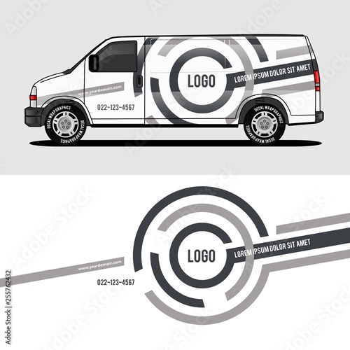 car livery grey van wrap design wrapping sticker and decal design for corporate company branding vector