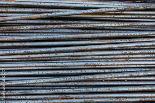 Steel rod outdoor with nature rust texture background