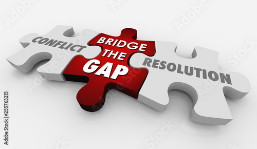 Conflict Resolution Bridge Gap Puzzle 3d Illustration
