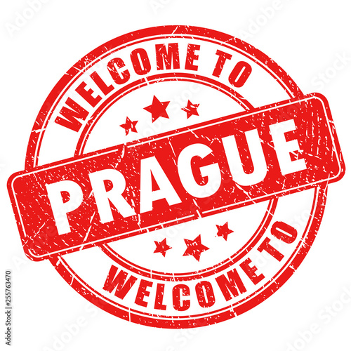 Welcome to Prague stamp