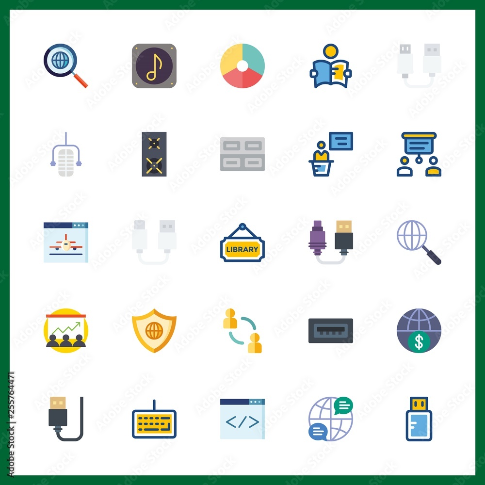 25 information icon. Vector illustration information set. internet and microphone icons for information works