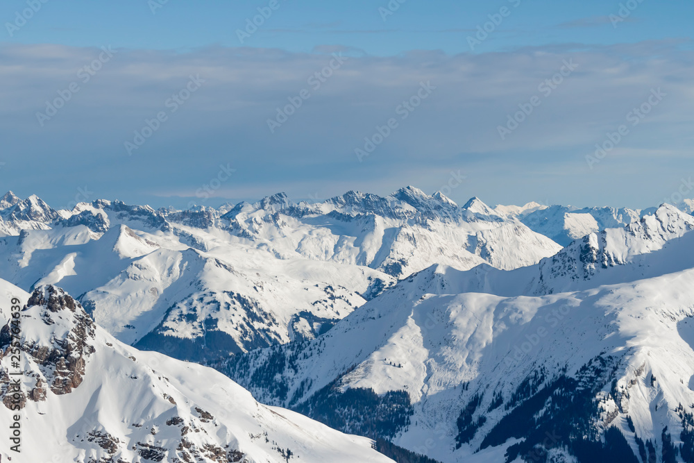 beautiful Alps mountain lanscape rocks under snow