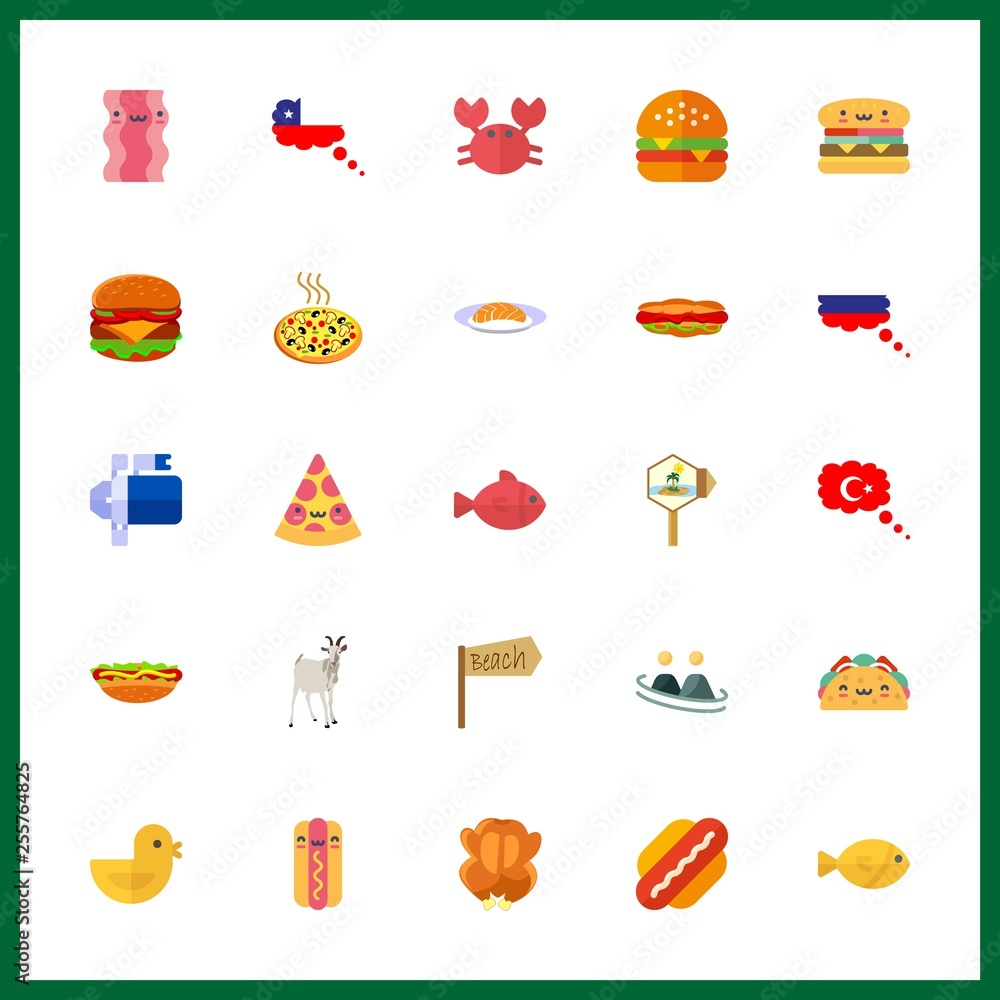 25 meat icon. Vector illustration meat set. hot dog and frienship icons for meat works
