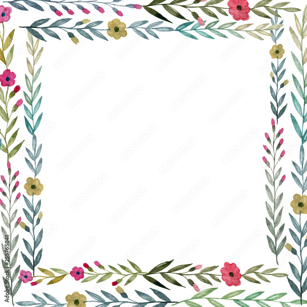 Obraz premium Template for greeting card, banner. Background. Watercolor flowers.