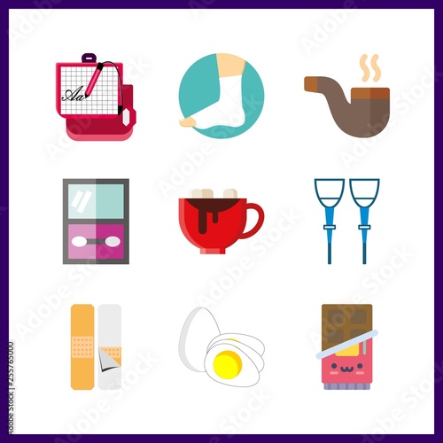 9 broken icon. Vector illustration broken set. electronic writing board and sprain icons for broken works