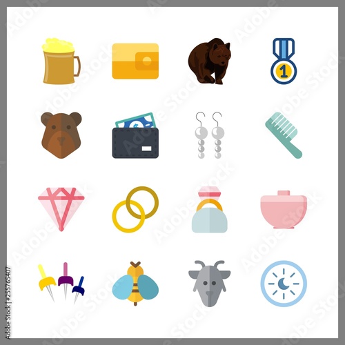 16 gold icon. Vector illustration gold set. knob and medal icons for gold works