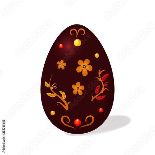 Easter eggs decorated ethnic pattern, isolated on white background