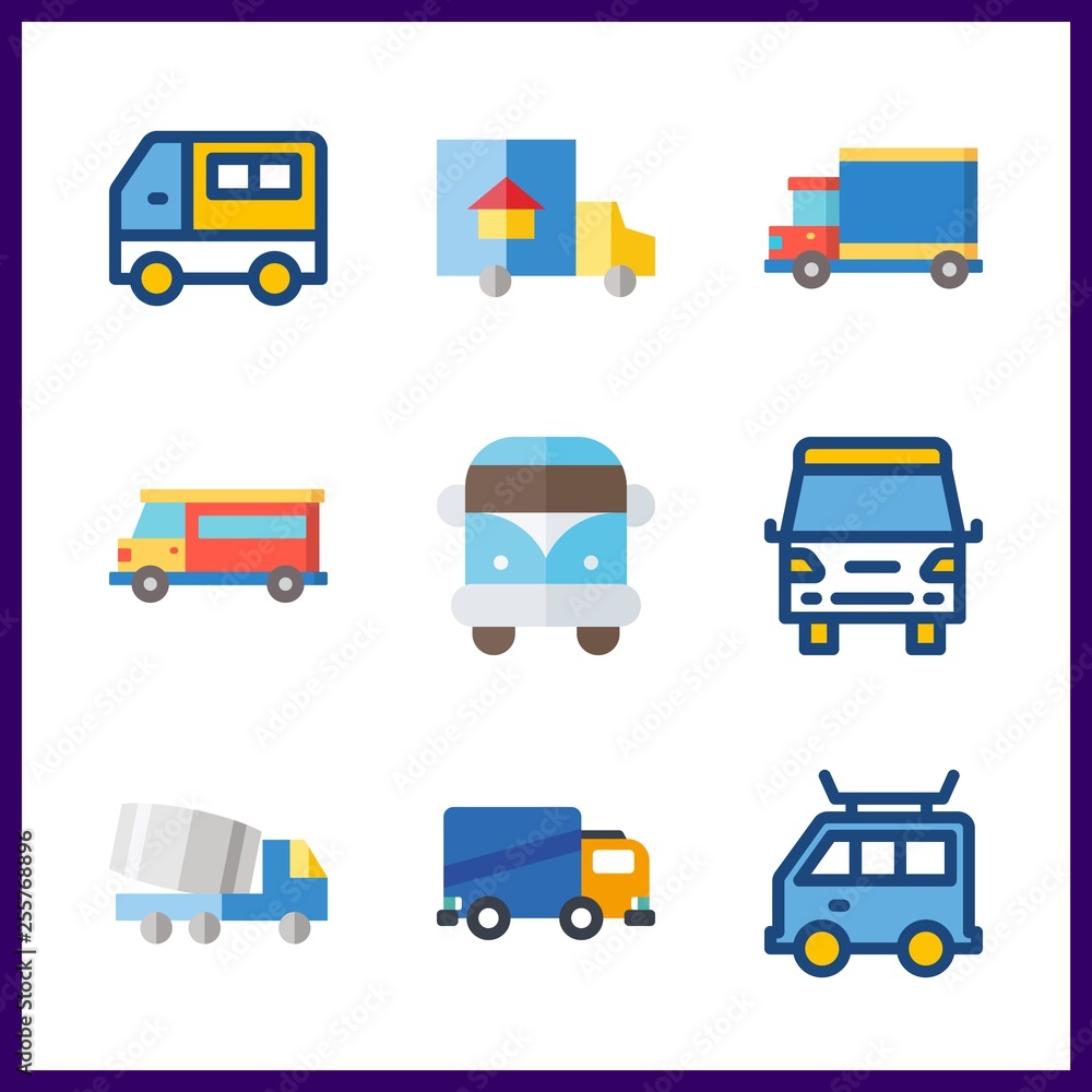 9 lorry icon. Vector illustration lorry set. trucks and delivery truck icons for lorry works 9 lorry icon. Vector illustration lorry set. trucks and delivery truck icons for lorry works