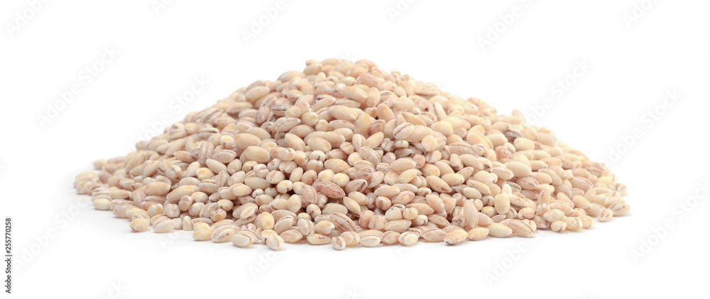 Pile of pearl barley isolated on white Pile of pearl barley isolated on white