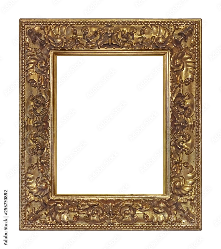 Golden frame for paintings, mirrors or photo isolated on white background Golden frame for paintings, mirrors or photo isolated on white background