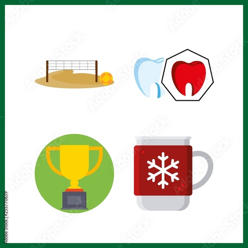 4 cup icon. Vector illustration cup set. spoiled tooth and hot drink icons for cup works