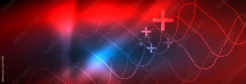 Neon glowing techno lines, hi-tech futuristic abstract background template with square shapes Neon glowing techno lines, hi-tech futuristic abstract background template with square shapes
