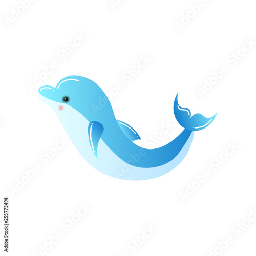 Bottlenose dolphin swimming isolated on white background