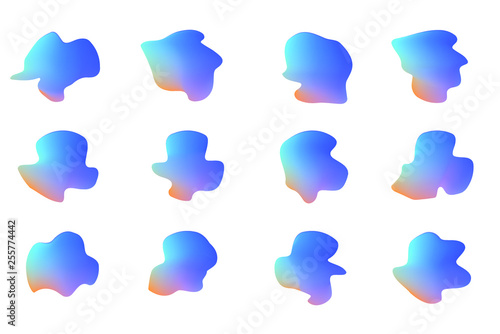 Set of 12 vector isolated liquid gradient objects for design, banner, flyer, business card, poster, wallpaper, brochure, smartphone screen, mobile app © Renat