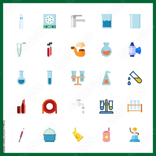 25 tube icon. Vector illustration tube set. blood analysis and ampoule icons for tube works