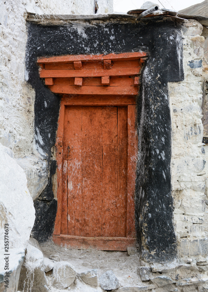 Wooden door of ancient temple