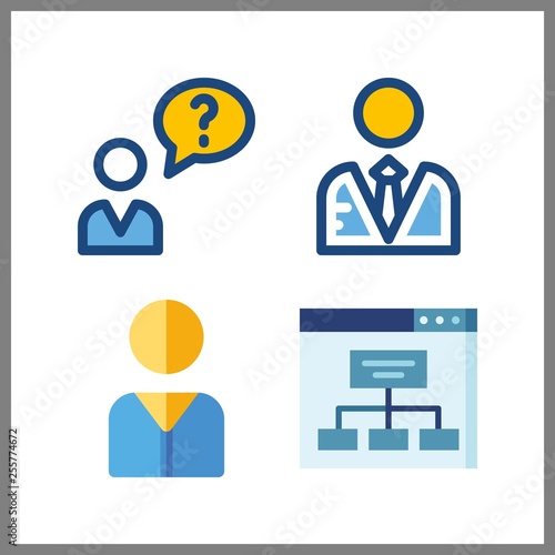 4 usability icon. Vector illustration usability set. sitemap and user icons for usability works
