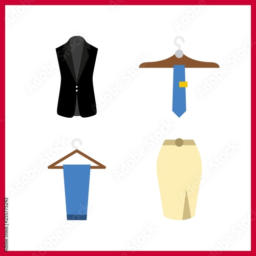 4 dress icon. Vector illustration dress set. jilet and trousers icons for dress works photo