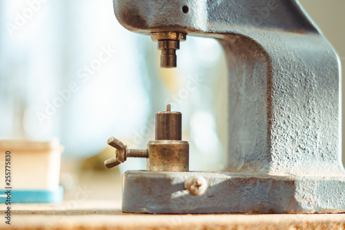 vise on the table in the workshop