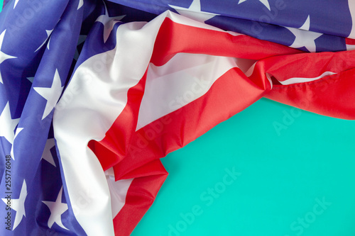 American Flag on green background with copy space for your text
