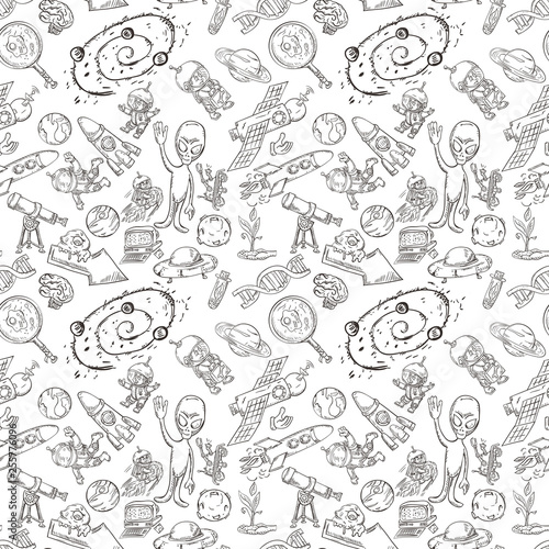 space, seamless_4_illustration of pattern decoration and design background in the style of childrens drawings