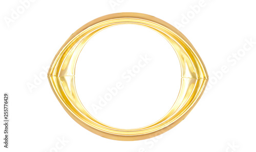 Gold oval frame isolated on white background