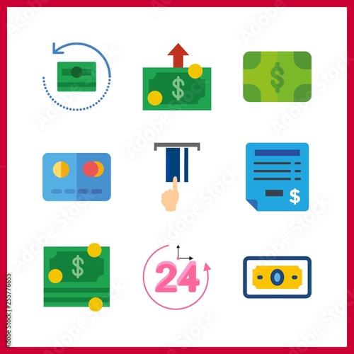 9 bill icon. Vector illustration bill set. credit card and repayment icons for bill works