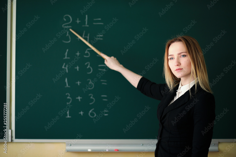 Young teacher in school class