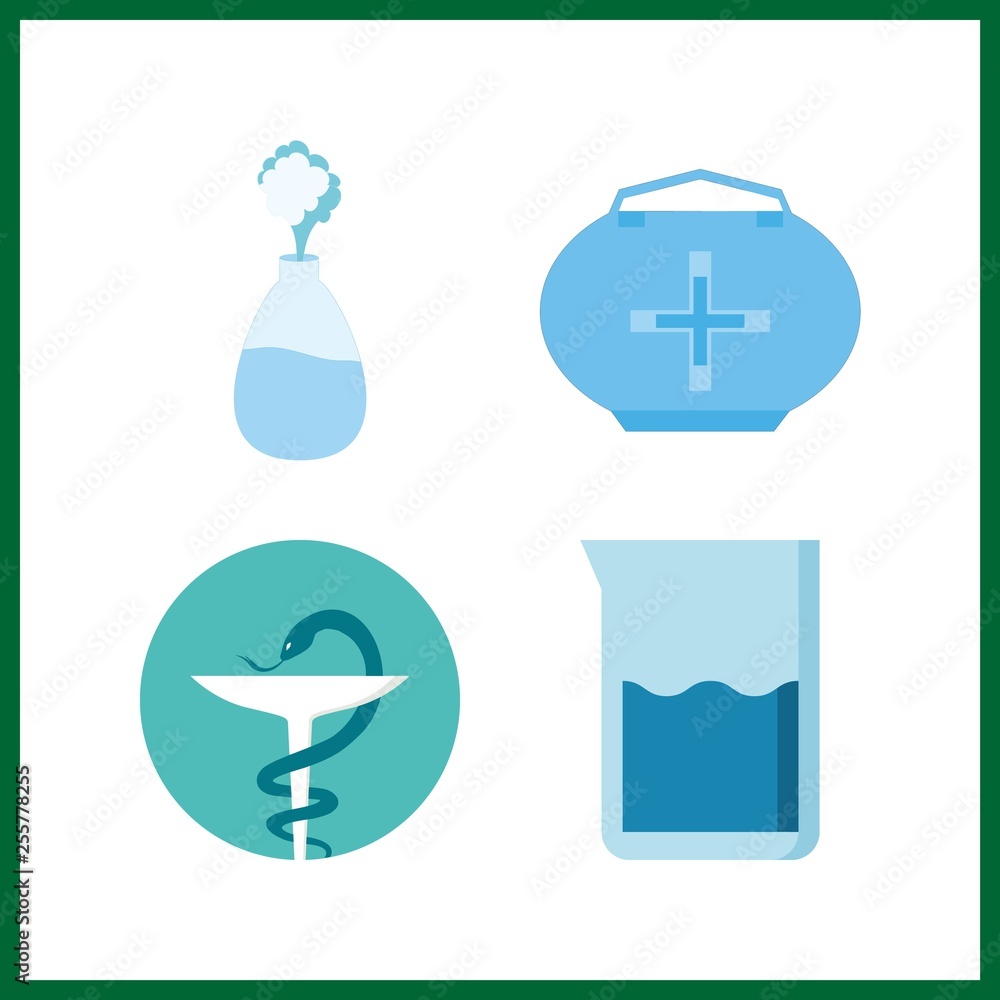 4 medicine icon. Vector illustration medicine set. chemicst and pharmacy icons for medicine works