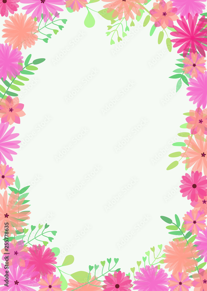 Vector illustration with bright and beautiful flowers and branches on white background and place for text. Vector illustration with bright and beautiful flowers and branches on white background and place for text.