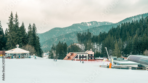 Sunny winter mountain landscape, ski resort Yasna, Tatras, Slovakia.