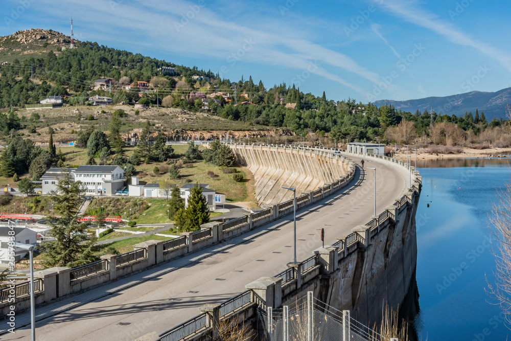 bridge and navacerrada dam in front of the city. Spain Madrid Guadarrama. bridge and navacerrada dam in front of the city. Spain Madrid Guadarrama.