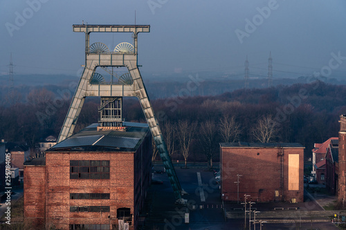 Old mine tower with destroyed building of zeche ewald recklinghausen germany