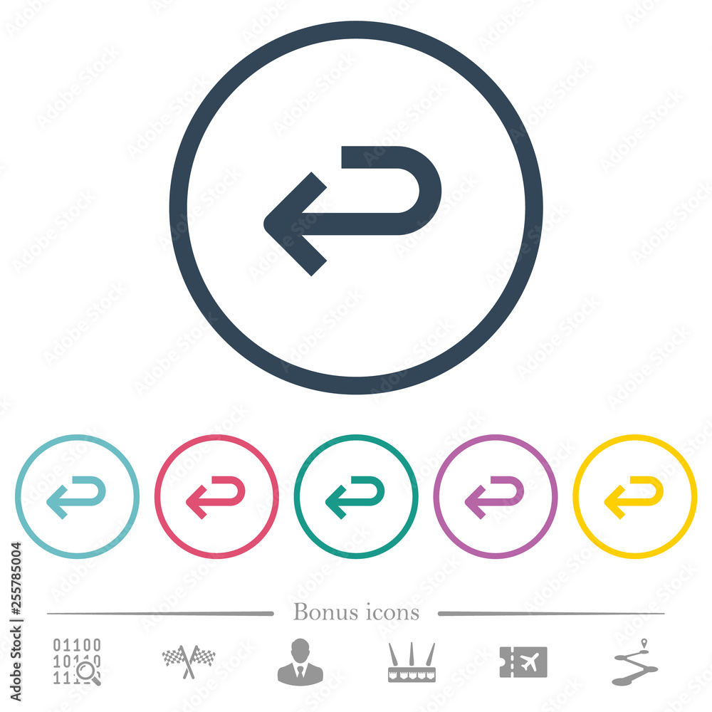 Back arrow flat color icons in round outlines Back arrow flat color icons in round outlines